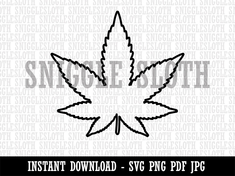 Marijuana Leaf Outline Clipart Digital Download SVG PNG JPG PDF Cut Files