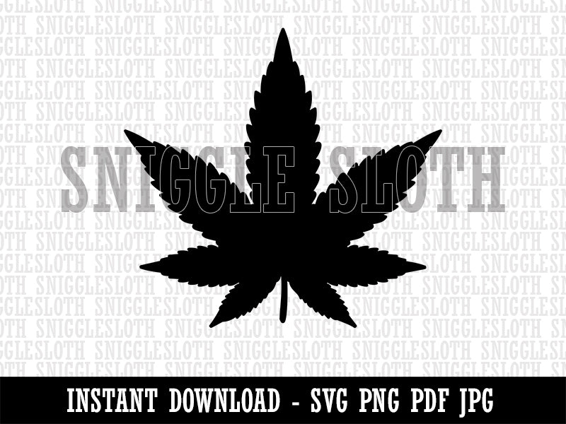 Marijuana Leaf Solid Clipart Digital Download SVG PNG JPG PDF Cut Files