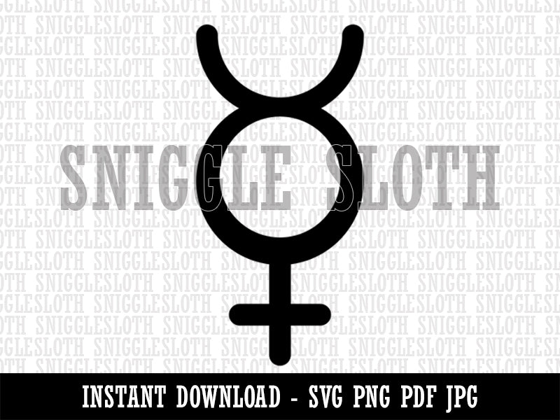 Mercury Unisex Gender Symbol Clipart Digital Download SVG PNG JPG PDF Cut Files