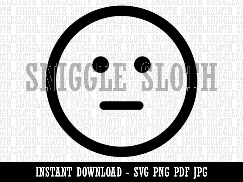 Neutral Face Emoticon Clipart Digital Download SVG PNG JPG PDF Cut Files