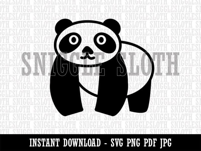 Panda Walking Doodle Clipart Digital Download SVG PNG JPG PDF Cut Files