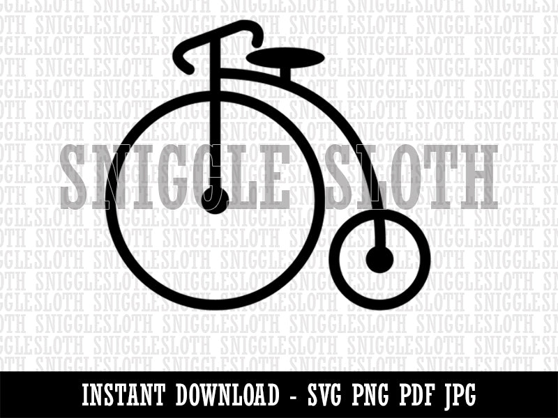 Penny Farthing Bicycle Bike Old Fashioned Victorian Clipart Digital Download SVG PNG JPG PDF Cut Files