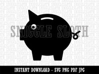 Piggy Bank Solid Clipart Digital Download SVG PNG JPG PDF Cut Files