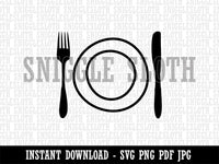 Place Setting Fork Knife Plate Utensil Eating Sketch Clipart Digital Download SVG PNG JPG PDF Cut Files