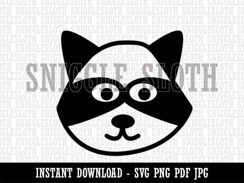 Racoon Face Doodle Clipart Digital Download SVG PNG JPG PDF Cut Files
