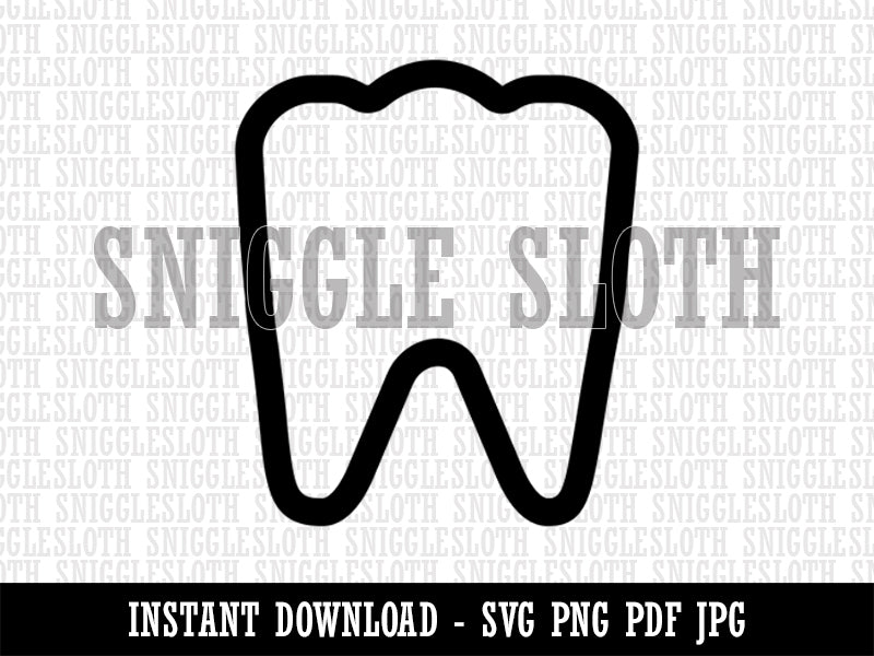 Tooth Outline Clipart Digital Download SVG PNG JPG PDF Cut Files