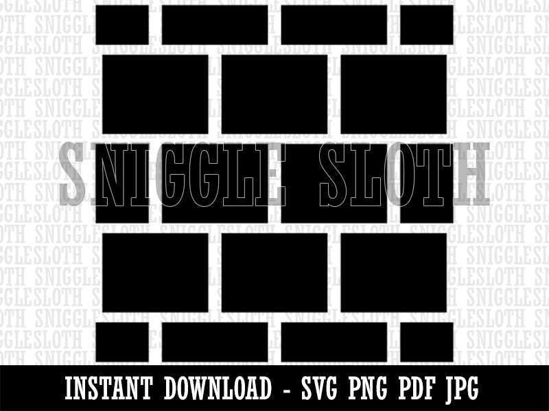 Brick Wall Rectangle Pattern Background Clipart Digital Download SVG PNG JPG PDF Cut Files