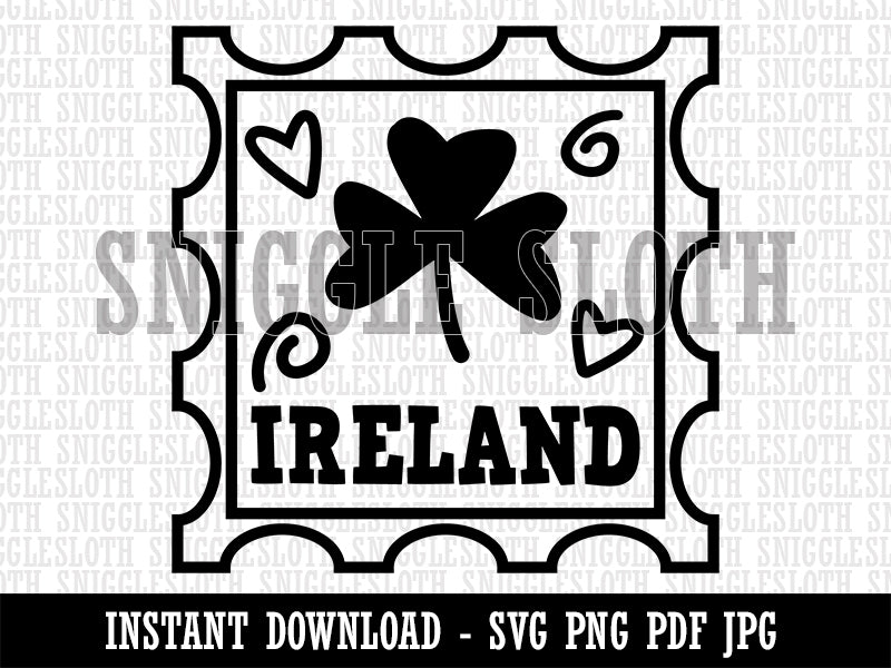 Ireland Shamrock Passport Travel Clipart Digital Download SVG PNG JPG PDF Cut Files