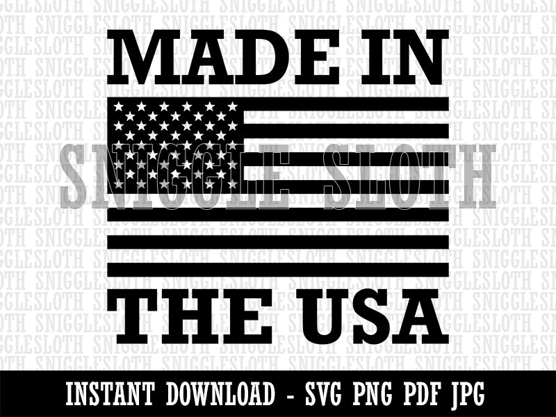 Made in the USA with Flag Clipart Digital Download SVG PNG JPG PDF Cut Files