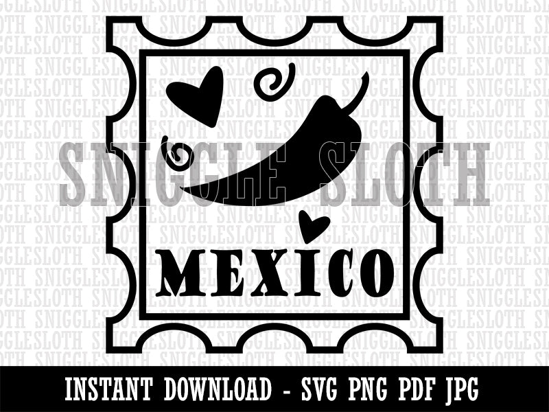 Mexico Chili Pepper Passport Travel Clipart Digital Download SVG PNG JPG PDF Cut Files