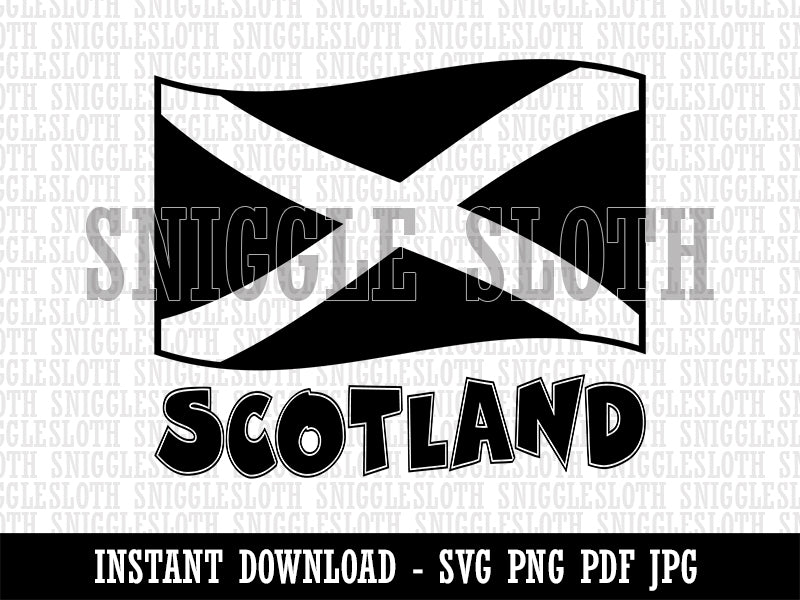 Scotland with Waving Flag Cute Clipart Digital Download SVG PNG JPG PDF Cut Files