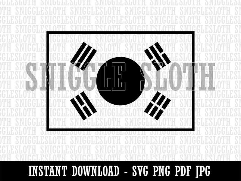 South Korea Flag Clipart Digital Download SVG PNG JPG PDF Cut Files