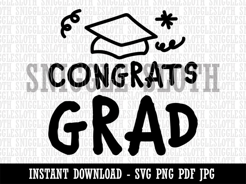 Congrats Grad Graduate Congratulations Clipart Digital Download SVG PNG JPG PDF Cut Files