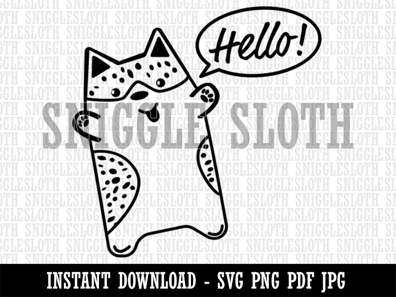 Corgi Dog Hello Doodle Clipart Digital Download SVG PNG JPG PDF Cut Files