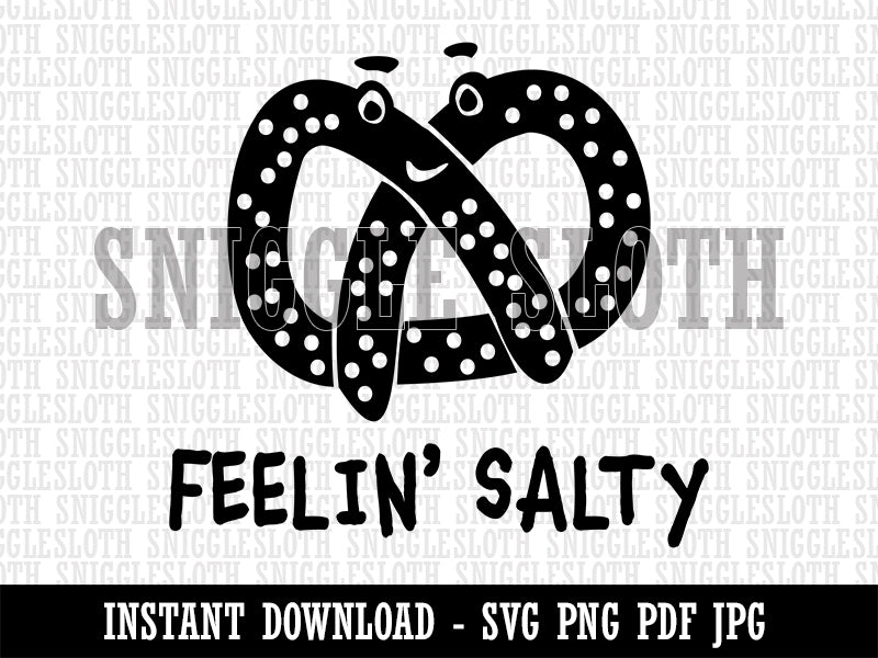 Feeling Salty Kawaii Pretzel Cute Clipart Digital Download SVG PNG JPG PDF Cut Files
