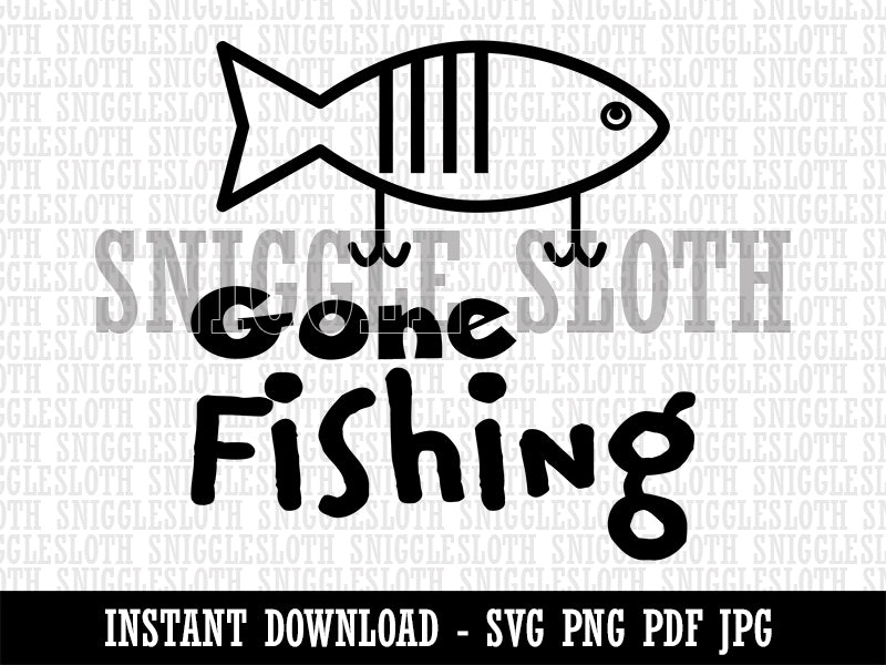 Gone Fishing Lure Fun Text Clipart Digital Download SVG PNG JPG PDF Cut Files