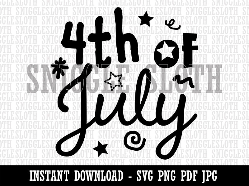 July 4th Independence Day Patriotic Cute Text Clipart Digital Download SVG PNG JPG PDF Cut Files