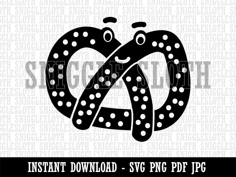 Kawaii Pretzel Cute Clipart Digital Download SVG PNG JPG PDF Cut Files