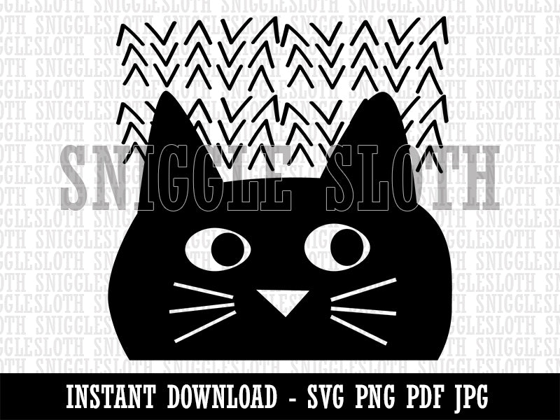 Mischievous Cat Peering Clipart Digital Download SVG PNG JPG PDF Cut Files