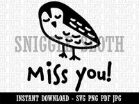 Miss You Owl Doodle Clipart Digital Download SVG PNG JPG PDF Cut Files