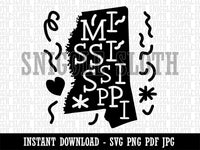 Mississippi State with Text Swirls Clipart Digital Download SVG PNG JPG PDF Cut Files
