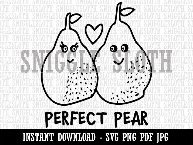 Perfect Pear Pair Love Doodle Clipart Digital Download SVG PNG JPG PDF Cut Files