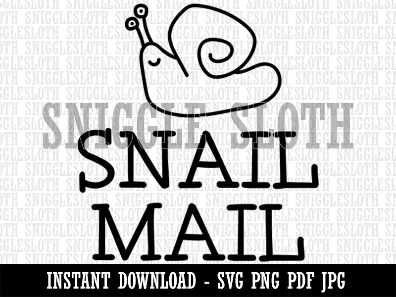 Snail Mail Cute Doodle Clipart Digital Download SVG PNG JPG PDF Cut Files