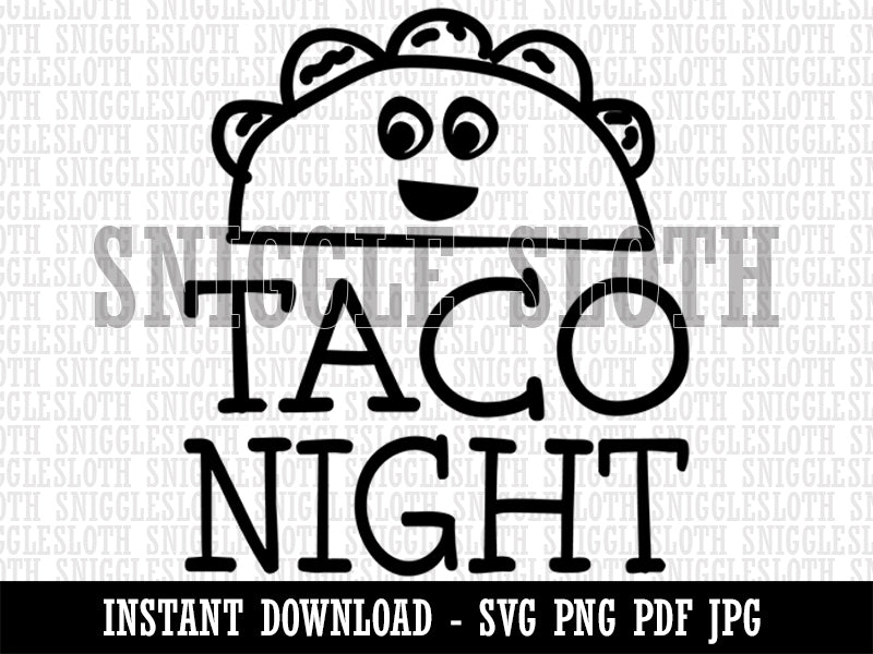 Taco Night Cute Doodle Clipart Digital Download SVG PNG JPG PDF Cut Files