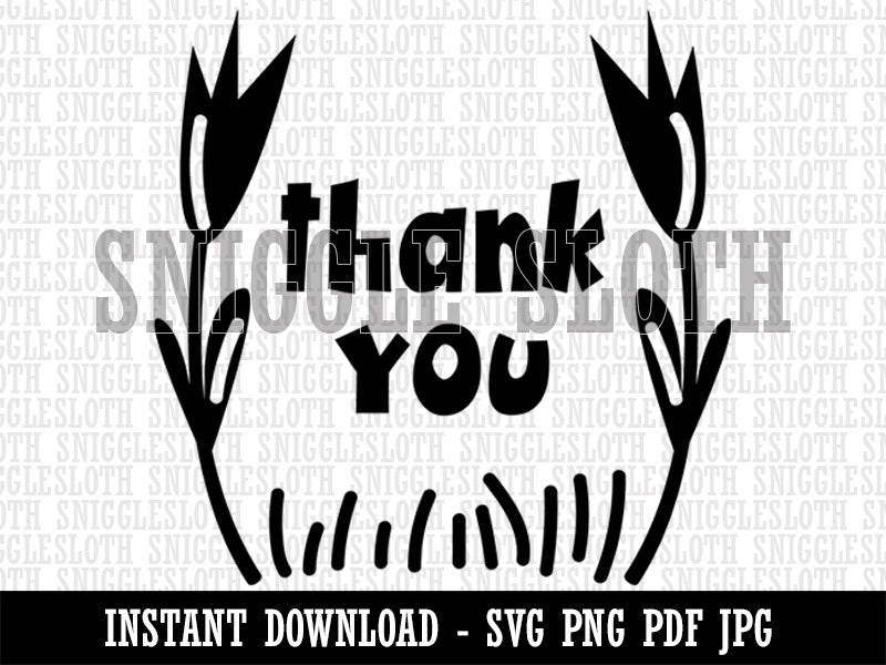 Thank You Flowers Border Clipart Digital Download SVG PNG JPG PDF Cut Files