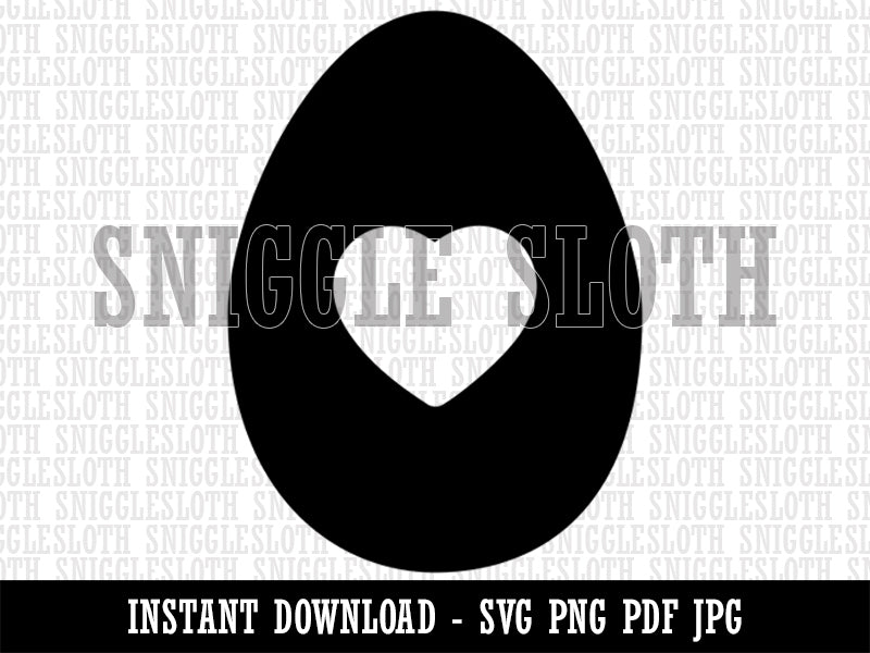 Egg Solid with Heart Clipart Digital Download SVG PNG JPG PDF Cut Files