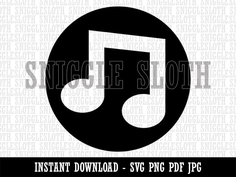 Eighth Notes Music in Circle Clipart Digital Download SVG PNG JPG PDF Cut Files