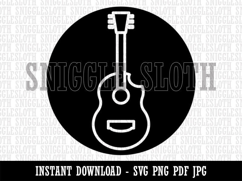 Guitar in Circle Music Clipart Digital Download SVG PNG JPG PDF Cut Files