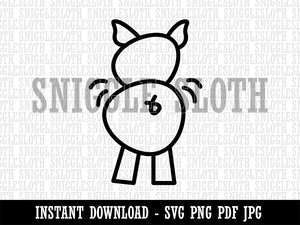 Pig Butt Doodle Clipart Digital Download SVG PNG JPG PDF Cut Files