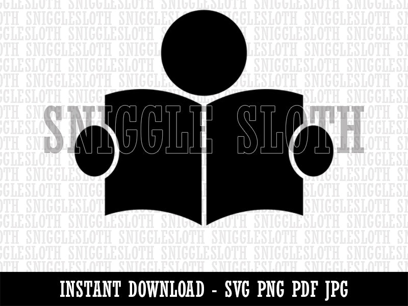 Reading Book Library Icon Clipart Digital Download SVG PNG JPG PDF Cut Files