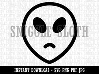Sad Alien Emoticon Clipart Digital Download SVG PNG JPG PDF Cut Files