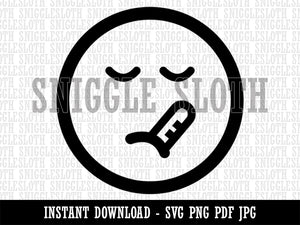 Sick Face Thermometer Emoticon Clipart Digital Download SVG PNG JPG PDF Cut Files