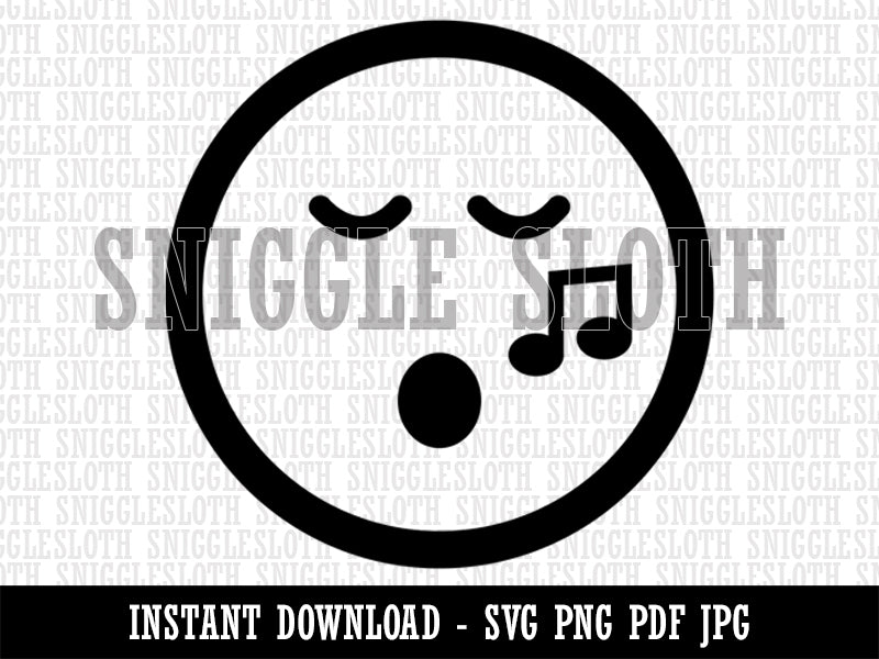 Singing Face Music Emoticon Clipart Digital Download SVG PNG JPG PDF Cut Files