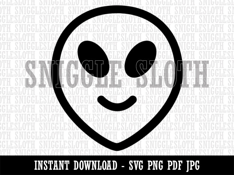 Smiling Happy Alien Emoticon Clipart Digital Download SVG PNG JPG PDF Cut Files