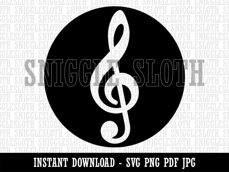 Treble Clef Music in Circle Clipart Digital Download SVG PNG JPG PDF Cut Files