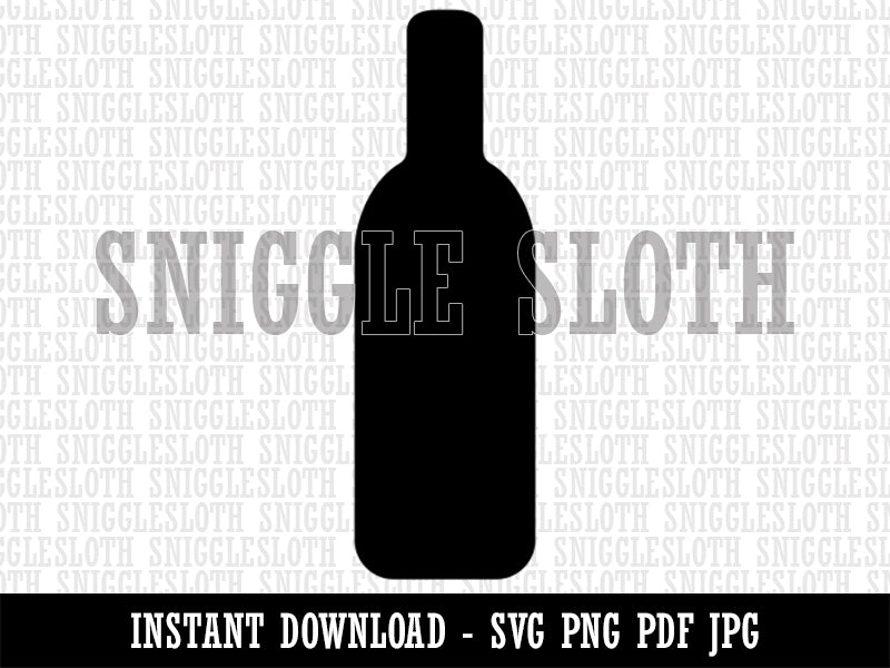Wine Bottle Solid Clipart Digital Download SVG PNG JPG PDF Cut Files