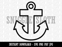 Boat Anchor Nautical Outline Clipart Digital Download SVG PNG JPG PDF Cut Files