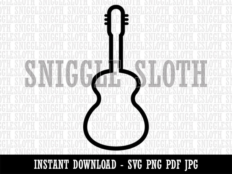 Guitar Outline Clipart Digital Download SVG PNG JPG PDF Cut Files