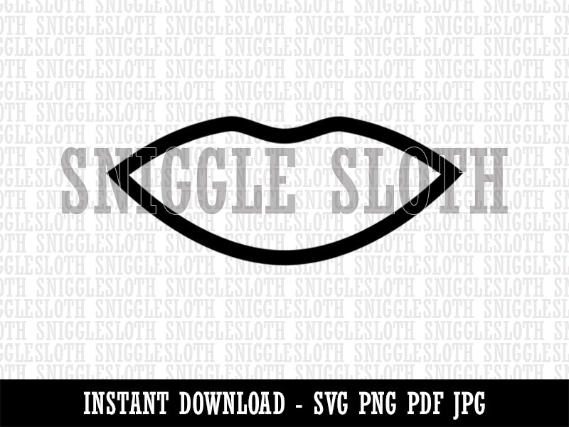 Lips Mouth Outline Clipart Digital Download SVG PNG JPG PDF Cut Files
