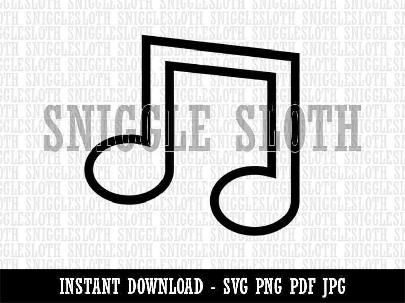 Music Eighth Notes Outline Clipart Digital Download SVG PNG JPG PDF Cut Files