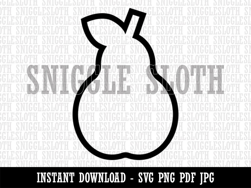 Pear Fruit Outline Clipart Digital Download SVG PNG JPG PDF Cut Files