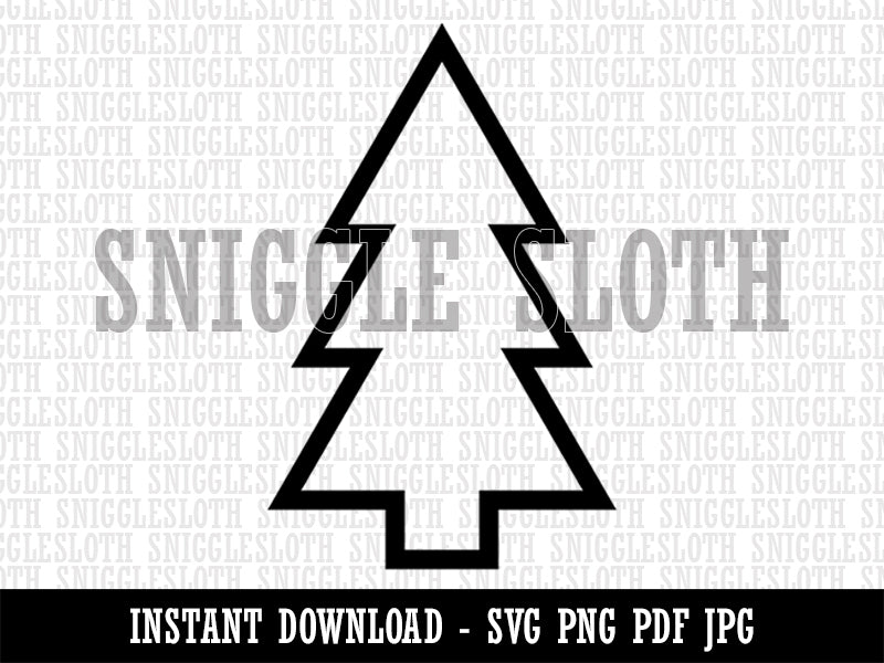 Pine Tree Outline Clipart Digital Download SVG PNG JPG PDF Cut Files