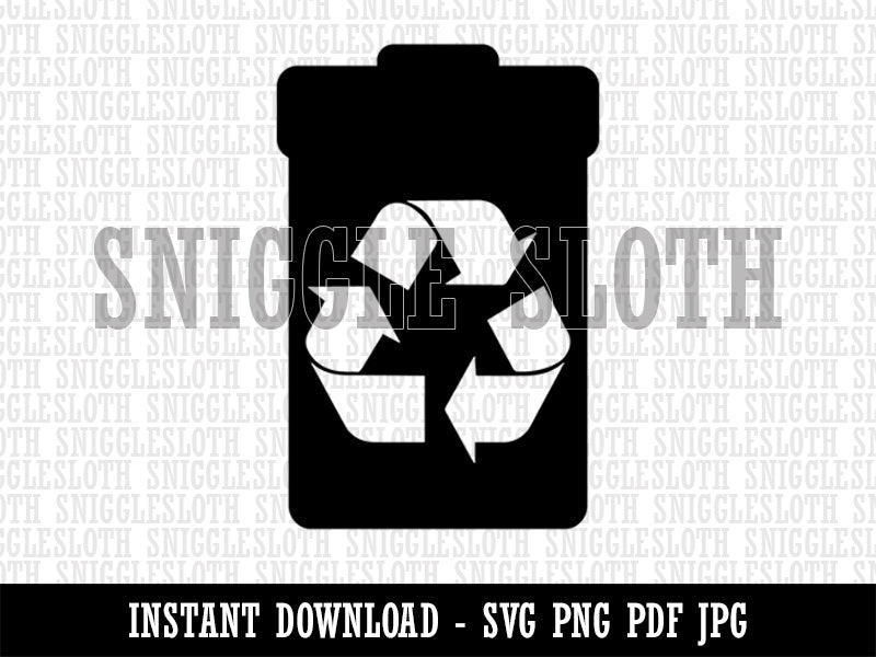 Recycle Can Solid Clipart Digital Download SVG PNG JPG PDF Cut Files