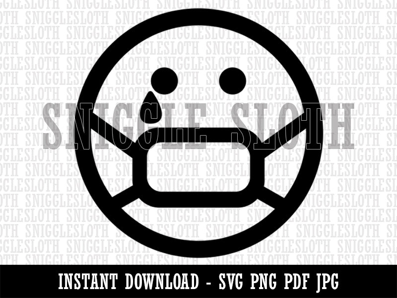 Sick Sad Face Mask Face Emoticon Clipart Digital Download SVG PNG JPG PDF Cut Files