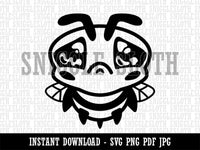 Cute Bee Sad Clipart Digital Download SVG PNG JPG PDF Cut Files
