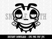 Cute Bee Unamused Clipart Digital Download SVG PNG JPG PDF Cut Files